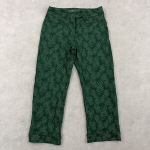 BetaBrand Pants Womens Small Green Palm Tree Cropped Cuffed Stretch Yoga Casual